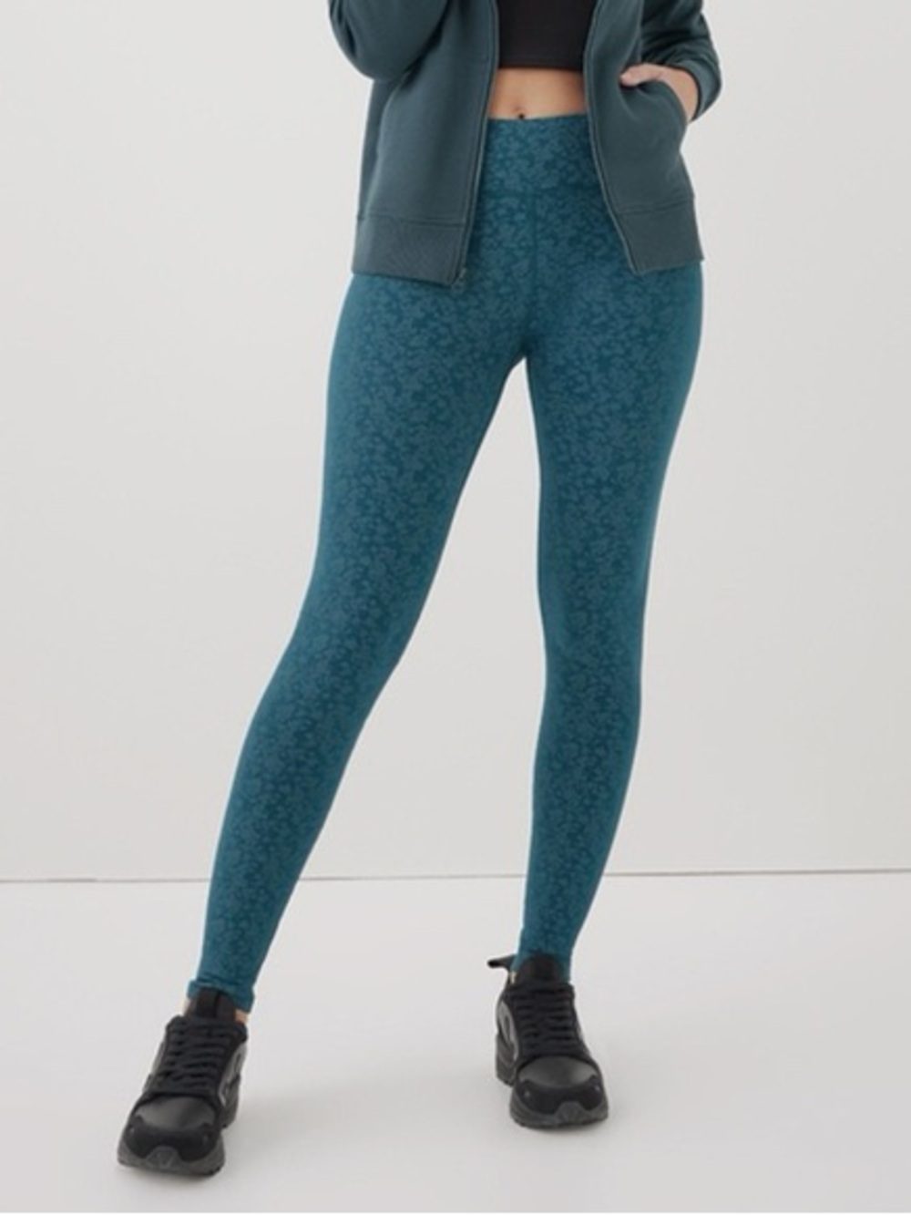 Pact Organic Cotton Teal Leggings in Winter Wildflower